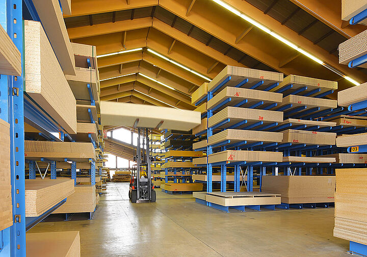 cantilever racking for the storage of chipboards