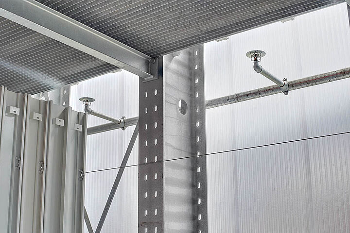 cantilever racking with sprinkler system