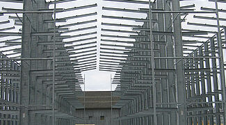 cantilever racking with roof, assembly phase