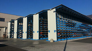 cantilever racking with roof, rack-clad building