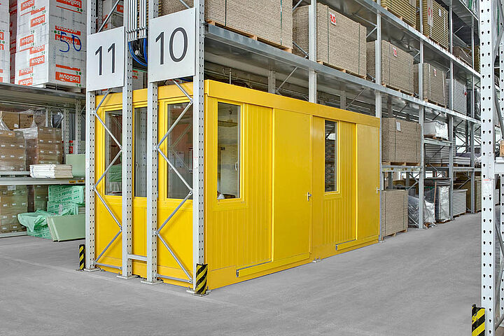 pallet racking with integrated office